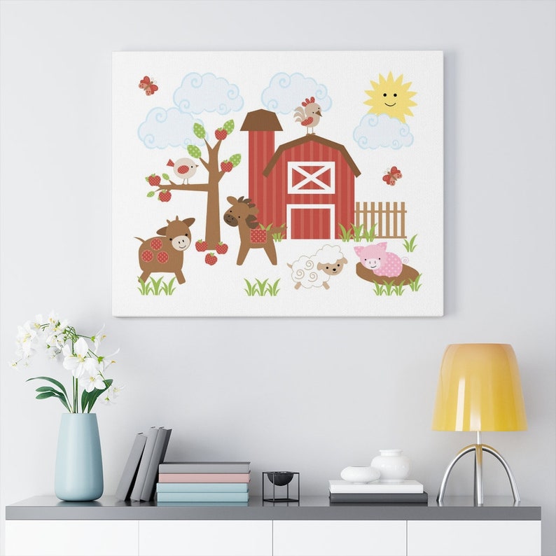 FARM ANIMALS NURSERY Decor Baby Boy Canvas Barnyard Wall Art Etsy