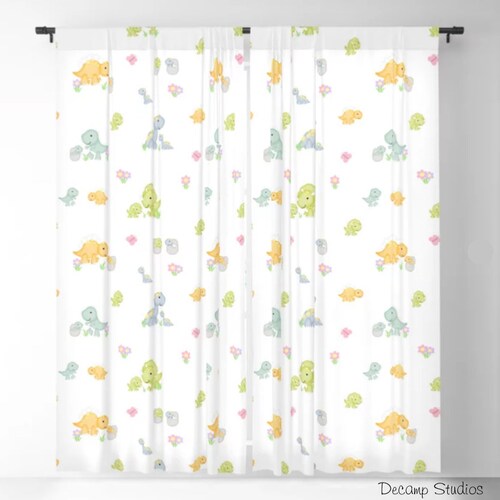 Watercolor Dinosaur Nursery Window Curtains Baby Girl Butterfly Floral Dino Eggs Bedroom shops Decor, Blackout Room Darkening Sheer Drapery Panels