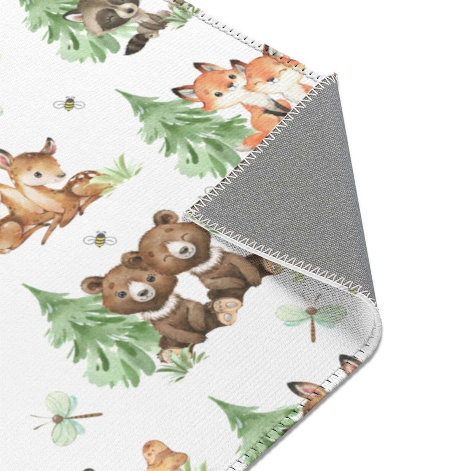 Watercolor Woodland Animals Nursery Area Rug Carpet Baby Play Etsy
