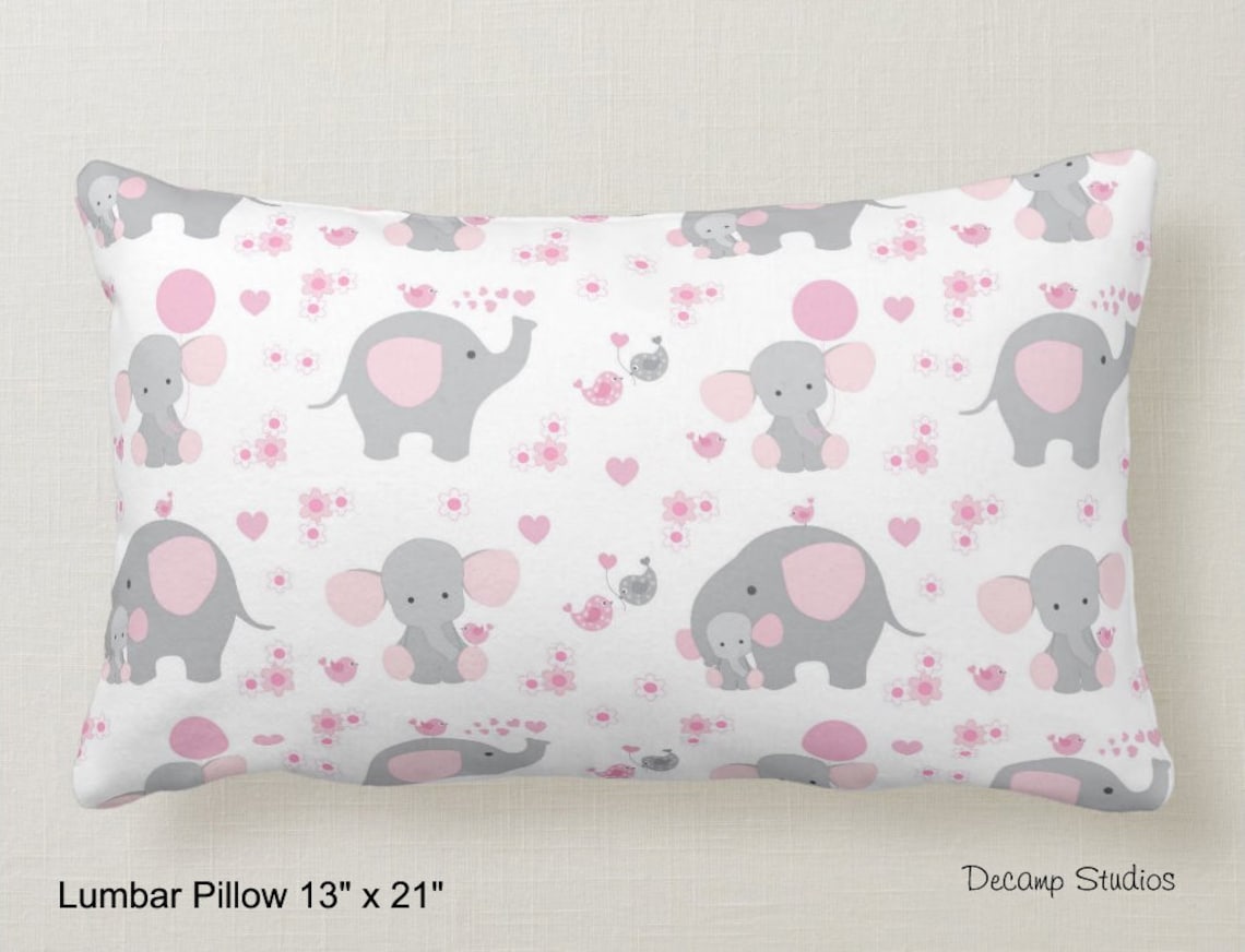 PINK ELEPHANT PILLOW Baby Girl Safari Animals Crib Bedding Etsy