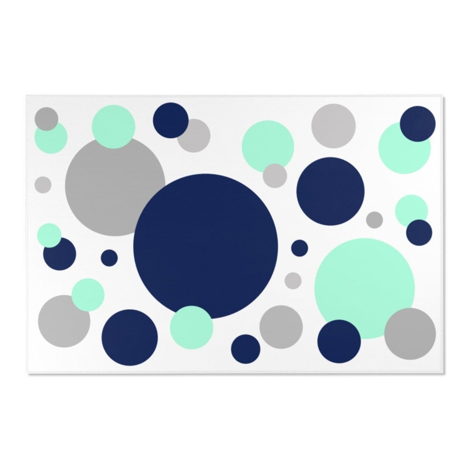 NAVY BLUE MINT Green Polka Dot Rug Geometric Circle Decor Etsy