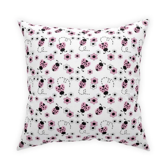 Floral Pink Ladybug Nursery Baby Girl Crib Throw Pillow Spring | Etsy