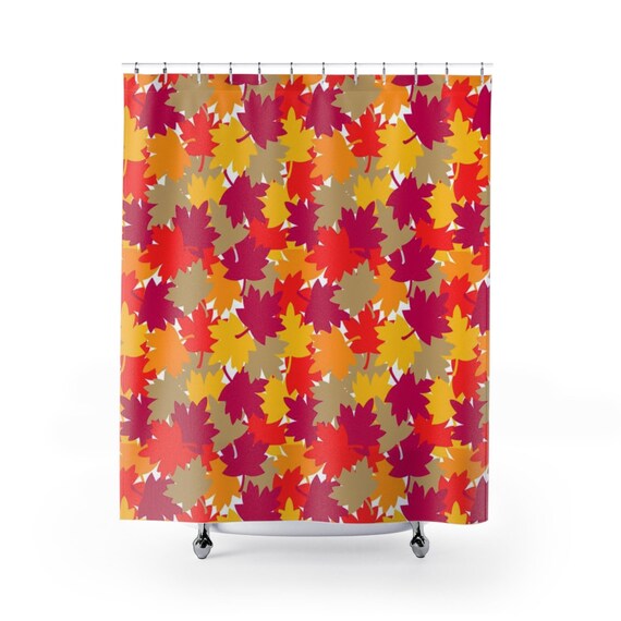 Fall Autumn Leaves Shower Curtain Bathroom Home Decor Red Orange Yellow Camouflage Bathtub Curtains Decorations