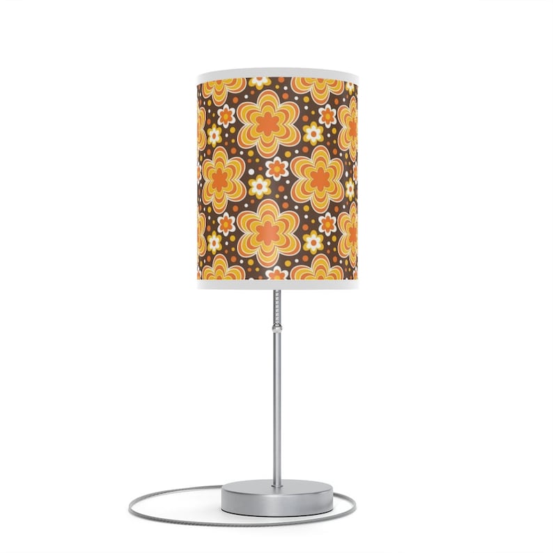 Boho Floral Table Lamp Lampshade Night Light Retro Mid Century - Etsy