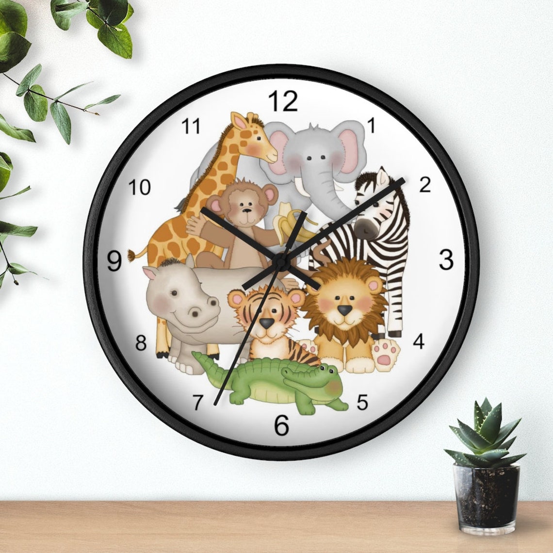 KIDS WALL CLOCK Safari Jungle Animals Baby Boy Girl Nursery Etsy