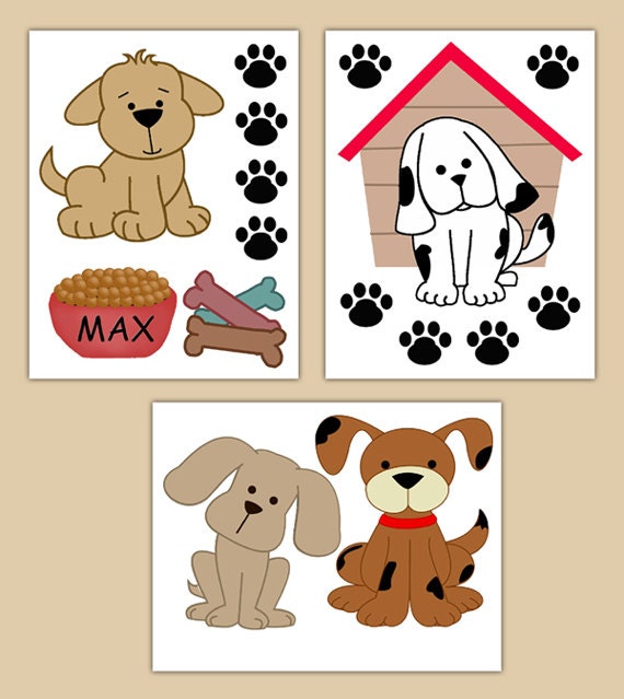 Puppy Decal Stickers Baby Boy Girl Dog Nursery Animal Paw Prints Tracks Childrens Room Decorations Kids Bedroom Bones Dalmation Westie Decor