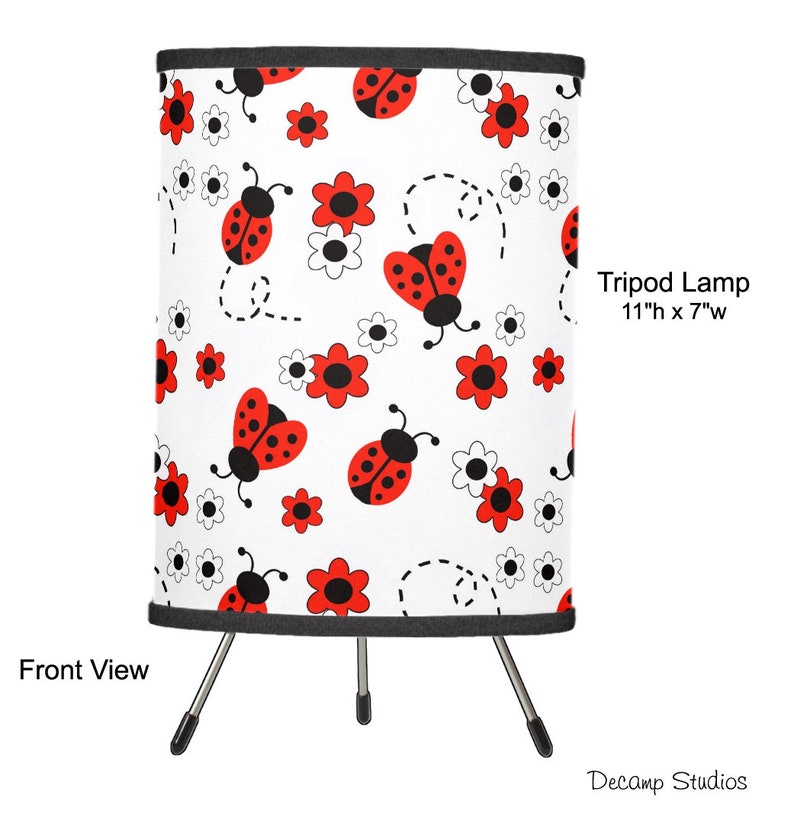 RED LADYBUG LAMP Nursery Baby Girl Table Kids Room Desk Night Light Dresser Changing Table Lighting Lampshade Children/'s Table Desk Lamp