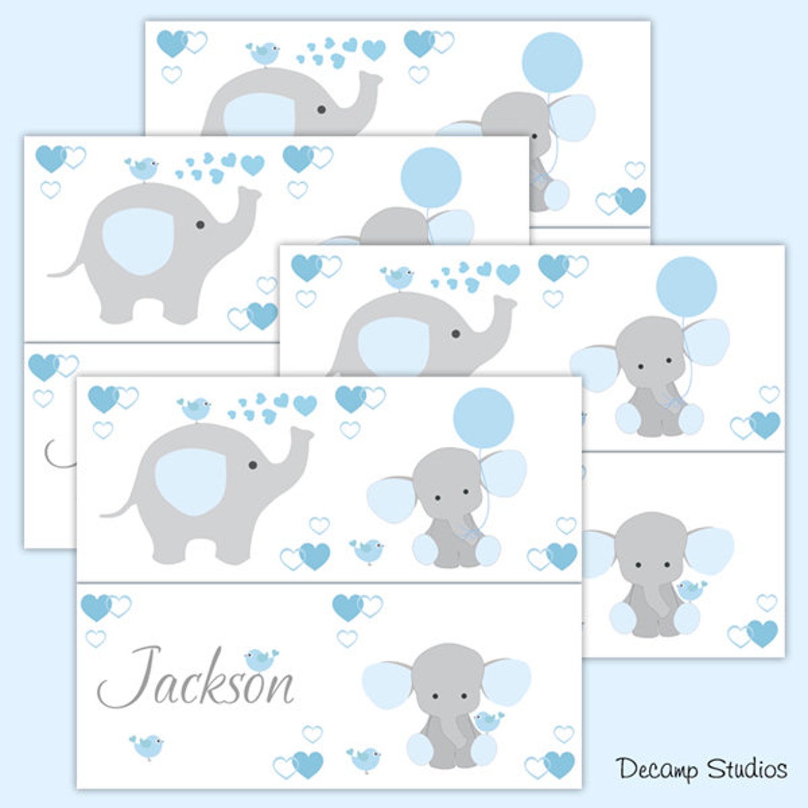 PERSONALIZED ELEPHANT NURSERY Baby Boy Blue Wallpaper Border Etsy