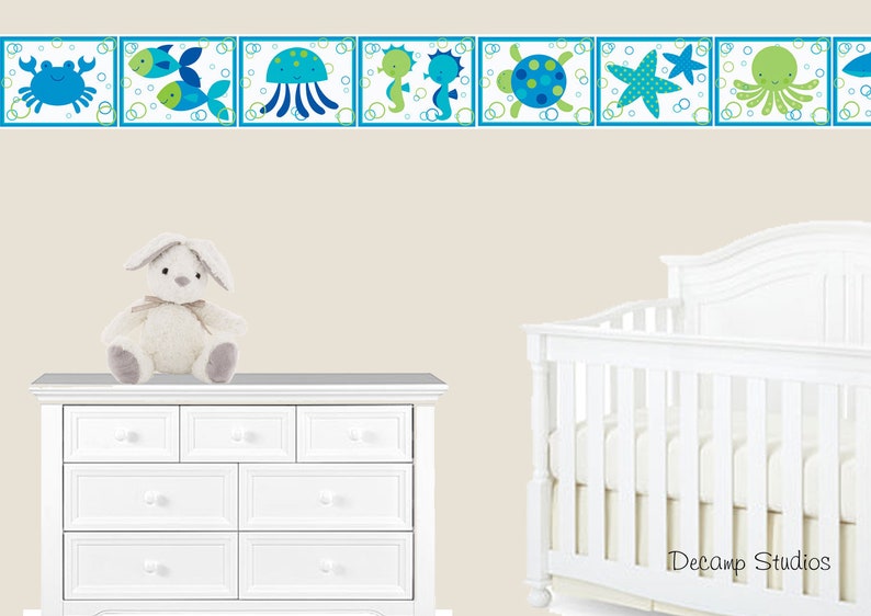 SEA LIFE NURSERY Border Decal Wall Art Ocean Animal Stickers Etsy