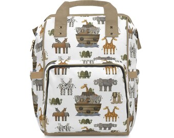 Primitive Noahs Ark Animals Baby Girl Boy Diaper Backpack Bottle Bag, New Mom To Be, Neutral Gift