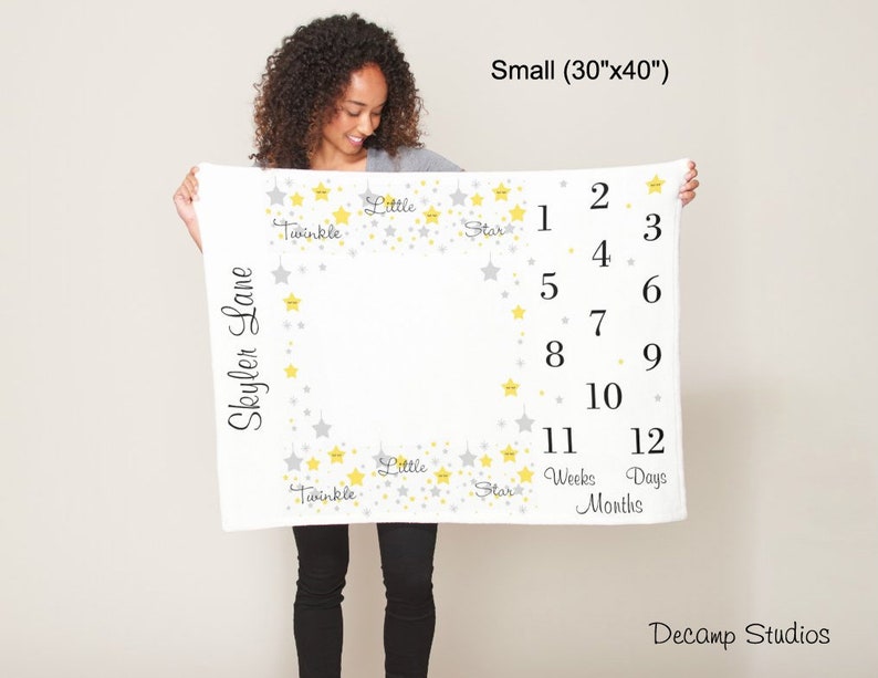 Baby Milestone Blanket Personalized Month Monthly Yellow Etsy