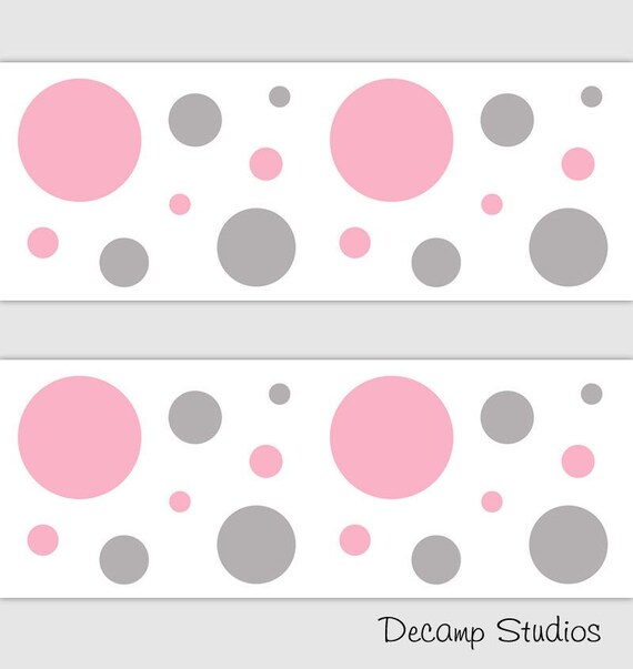 PINK POLKA DOT Wallpaper Border Wall Art Decals Etsy