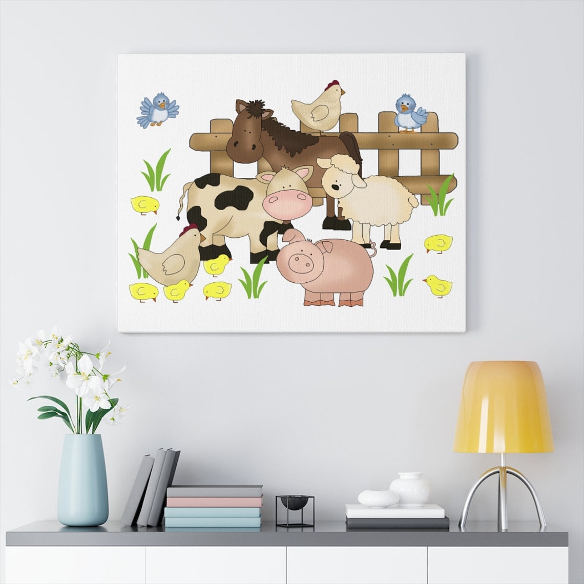 FARM ANIMAL PRINT Baby Nursery Kids Canvas Wall Art Decor Etsy
