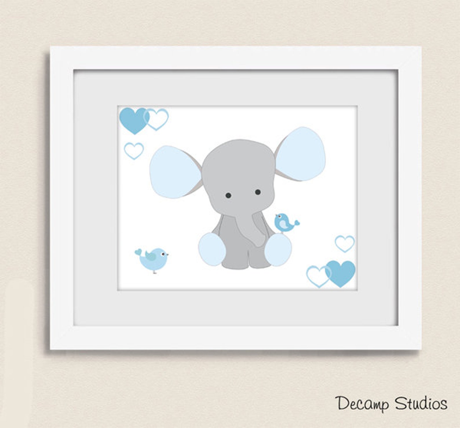 BLUE ELEPHANT NURSERY Prints Baby Boy Wall Art Decor Etsy