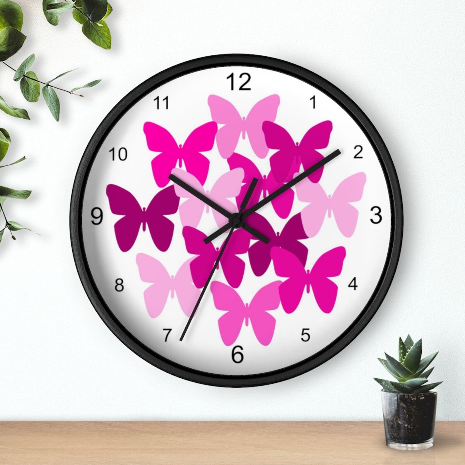 PINK BUTTERFLY CLOCK Baby Girl Nursery Wall Art Decor Etsy