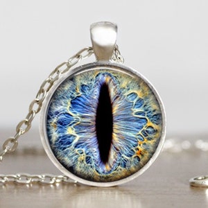 Dragon Eye Pendant, Cat Eye Pendant, Dinosaur Eye Pendant  (Blue yellow)