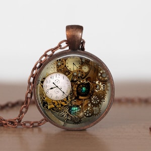 Steampunk Clock Gears Jewelry, Clock and Gears Pendant, Clock and Gears Necklace, Clock and Gears Charm, Steampunk Jewelry(Not actual Clock)