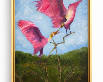 Spoonbills playing