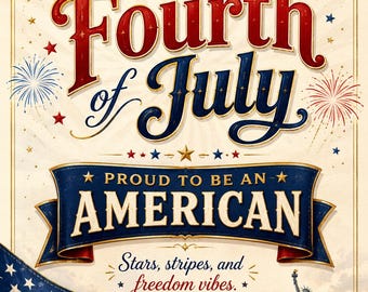 Cartão patriótico do Quatro de Julho, saudação de orgulho americano, Dia da Independência (Download digital)