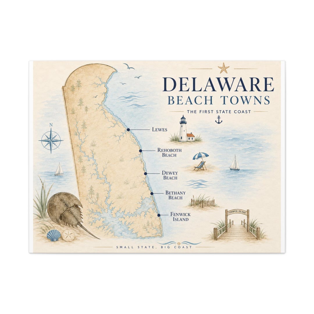 Delaware Beach Towns Canvas Art