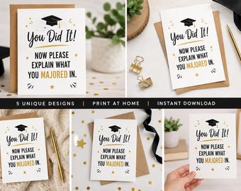 Cartão de formatura engraçado, mensagem de parabéns bem-humorada para o formando (download digital)