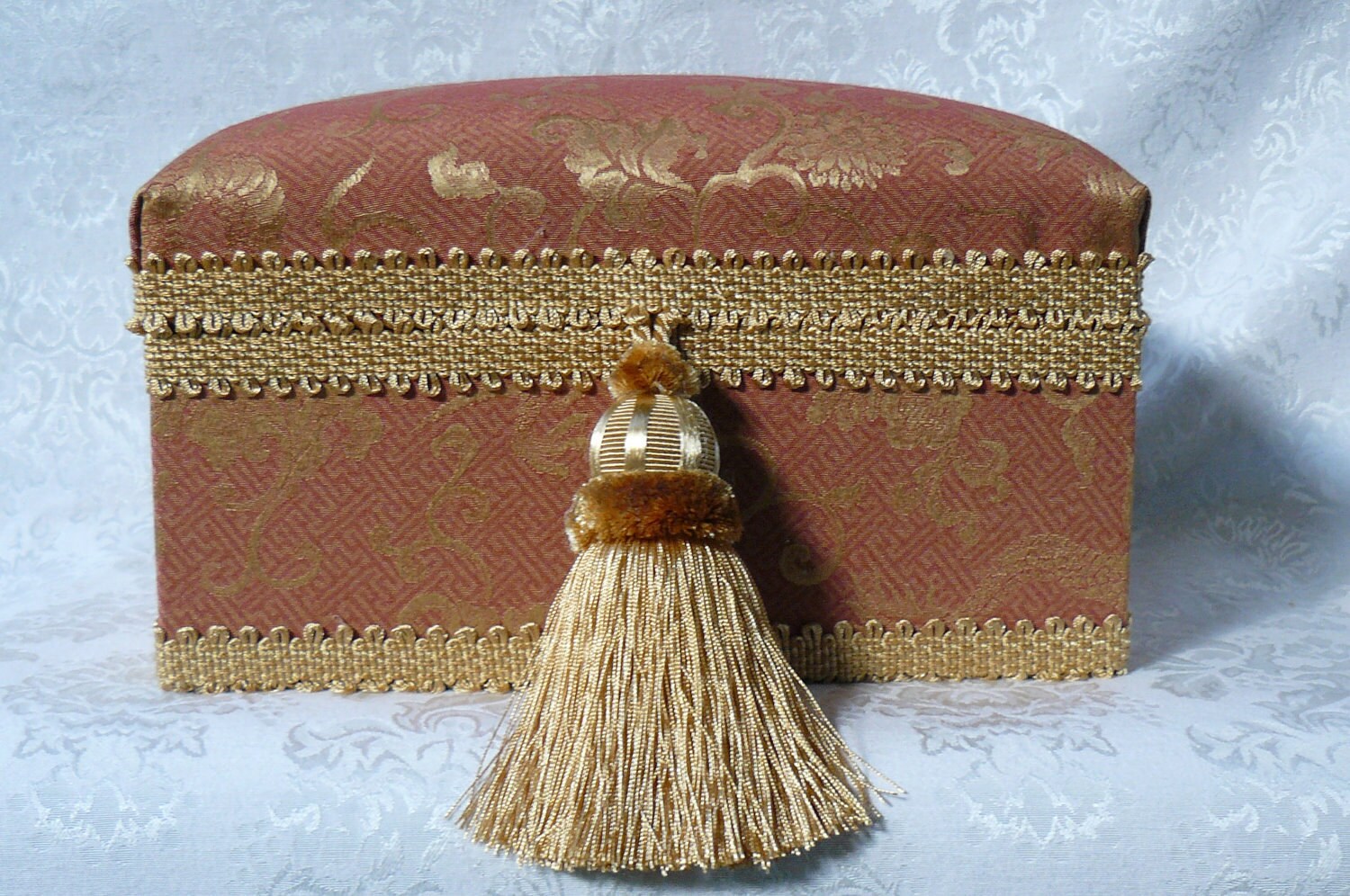Jewelry Box Fabric Covered Mandarin Dragon Etsy