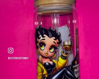 20 oz glass betty boop henny cup