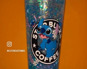 24 oz stich snowglobe  tumbler