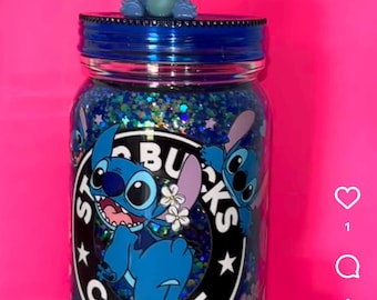 Stich 20oz glitter snowglobe mug