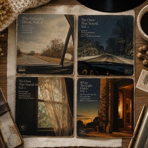 Die Frühe Sessions Kollektion | Set aus 4 Vintage Vinyl-Aufzeichnungs-Journal-Aufklebern | Saisonales Memory Keeping & Scrapbook Ephemera
