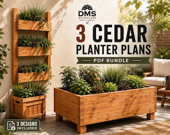 Cedar Planter Box Pläne PDF Bundle | Erhöhte, platzsparende vertikale Designs