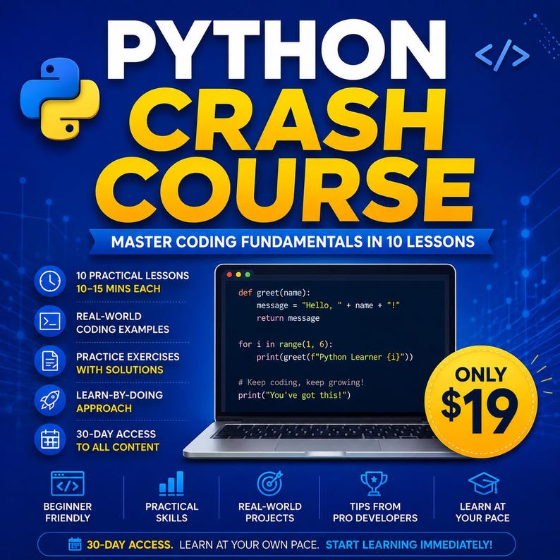 Python Crash Course: Learn Coding in 10 Lessons zdjęcie 1