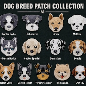 Dog Breed Patch, Custom Name Patch, Velcro Iron On, Dog Harness Jacket Bag Badge