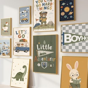 120 + Boys Room Wall Art Prints, Toddler Playroom Bundle, Nursery Decor (Digital Download)