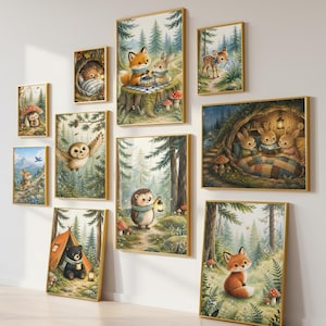 55+ Storybook Forest Animal Prints, Woodland Nursery Decor, Cottagecore Wall Art (Digital Download)