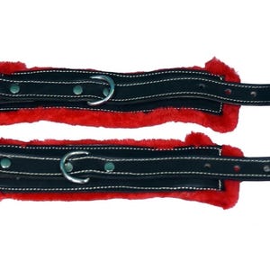 Genuine Cow Leather Wrist Cuffs Soft Padded Leather Hand Cuffs 2 Pieces Set