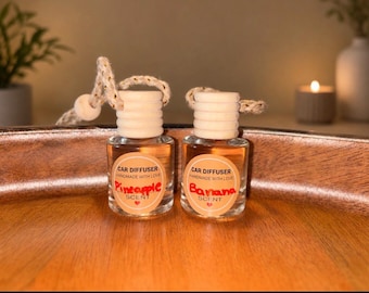 Handmade  Car Diffuser: Pineapple, Coconut Vanilla, Banana Scents