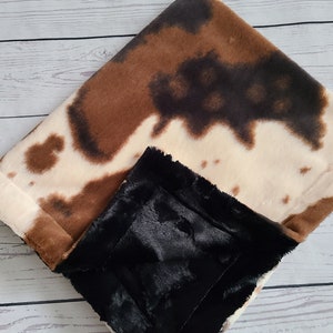 Western Cow Black Baby Blanket, Boy Minky Blanket, Baby Shower Gift, Personalized Baby Blanket