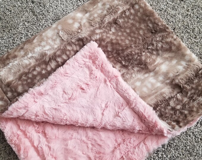 Fawn Coral Baby Blanket Girl Minky Blanket Baby Shower Etsy