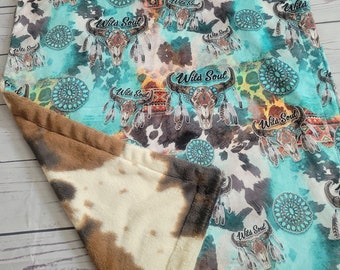 Wild Soul Baby Blanket, Girl Minky Blanket, Baby Shower Gift, Personalized Baby Blanket, Adult Minky Blanket