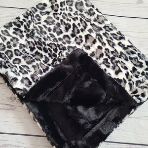 Personalized Baby Blanket, Snow Cheetah Black Baby Blanket, Girl Minky Blanket, Baby Shower Gift, Newborn Gift