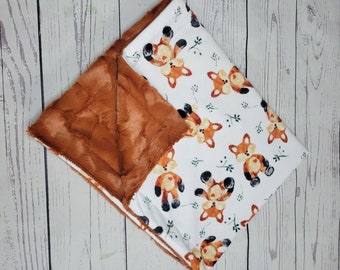 Personalized Baby Blanket, Fox with Ginger Baby Blanket, Girl Boy Minky Blanket, Baby Shower Gift, Newborn Gift