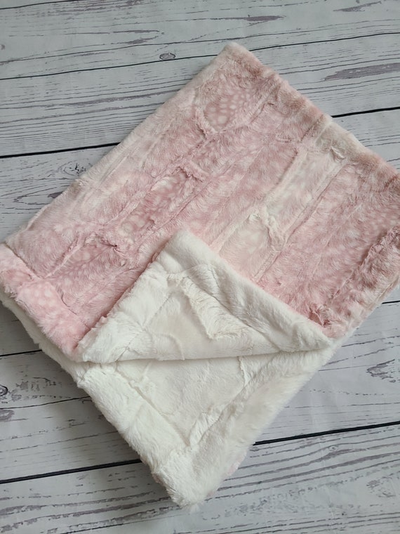 Rosewater Fawn Ivory Baby Blanket Girl Minky Blanket Baby Etsy