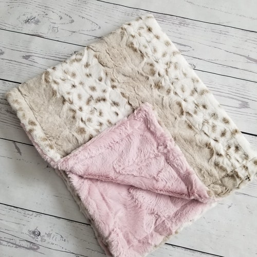 Leopard Rosewater Baby Blanket Girl Minky Blanket Baby Etsy