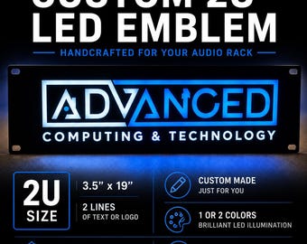 2U Custom Illuminated Emblem for Audio Rack — Handcrafted Name Plate Badge  (INDOOR USE ONLY)
