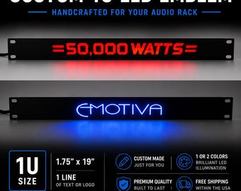 1U Custom Illuminated Emblem for Audio Rack — Handcrafted Name Plate Badge (INDOOR USE ONLY)