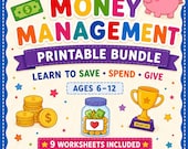 Kids Money Management Printable Bundle | Save, Spend, Give Worksheets (Ages 6-12)