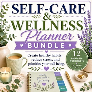 Self-Care Wellness Planner Bundle | 12 Printable Worksheets (Digital Download)