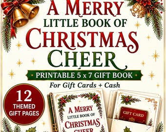Livro de Cartões de Presente de Natal Imprimível, Porta-Dinheiro 5x7, Páginas com Tema Festivo (Download Digital)
