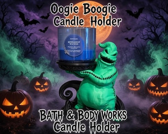 Green Stitched Monster Candle Holder | 3D Printed Halloween Decor for 3-Wick Candles